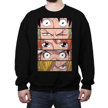 Straw Hat Eyes Pt1 - Crew Neck Sweatshirt Crew Neck Sweatshirt RIPT Apparel Small / Black