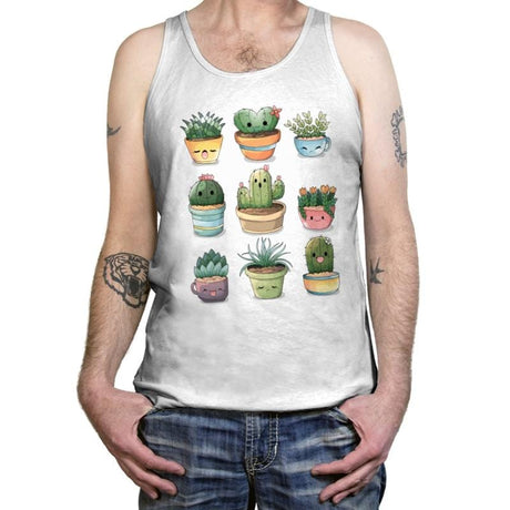 Succulents Kawaii - Tanktop Tanktop RIPT Apparel X-Small / White