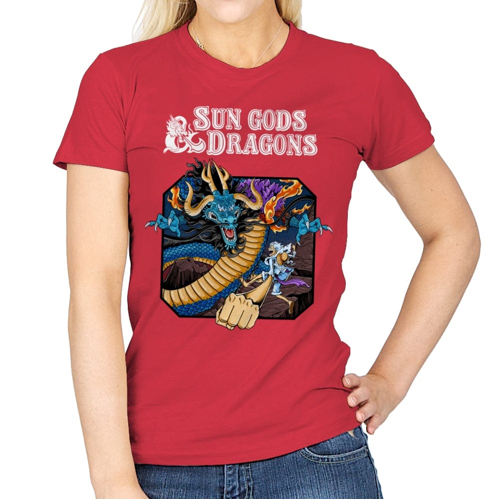 Sun Gods and Dragons - Womens T-Shirts RIPT Apparel Small / Red