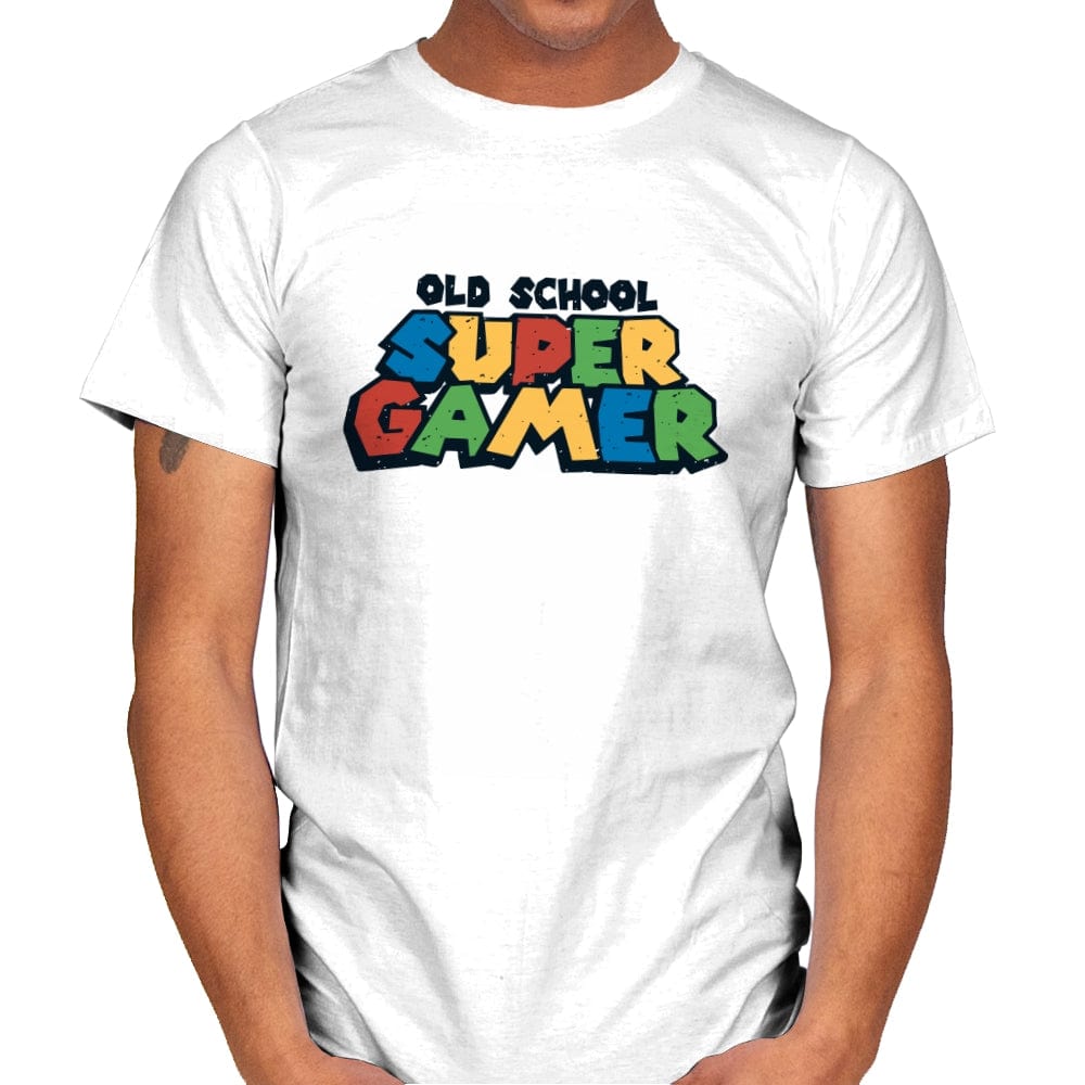 Super Gamer - Mens T-Shirts RIPT Apparel Small / White