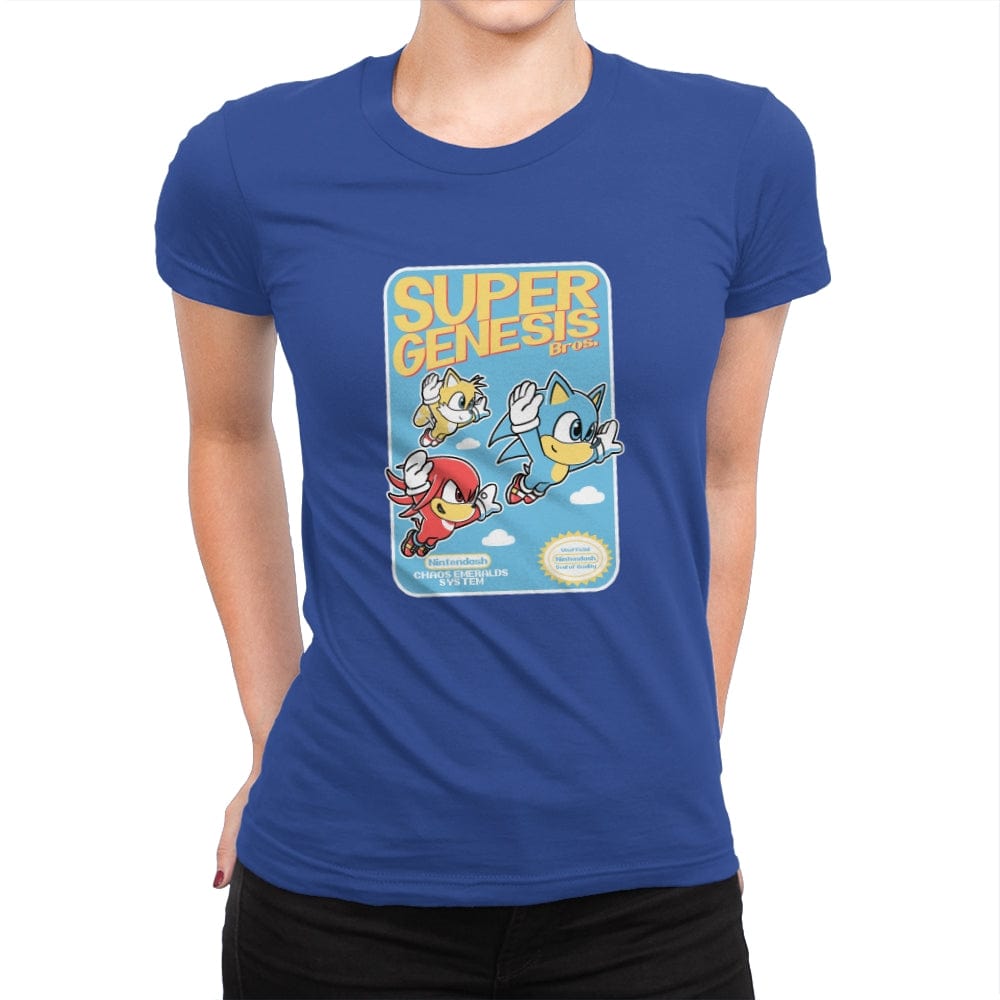 Super Genesis Bros. - Womens Premium T-Shirts RIPT Apparel Small / Royal