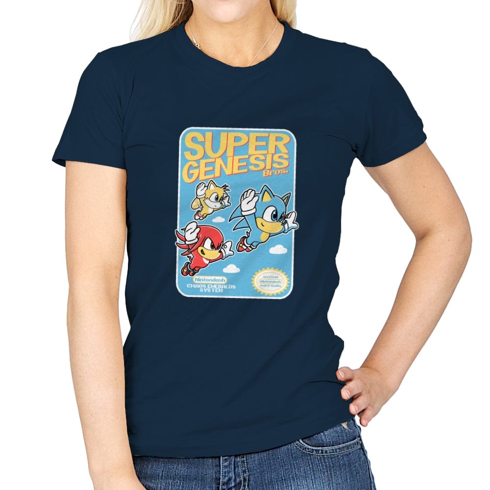 Super Genesis Bros. - Womens T-Shirts RIPT Apparel Small / Navy