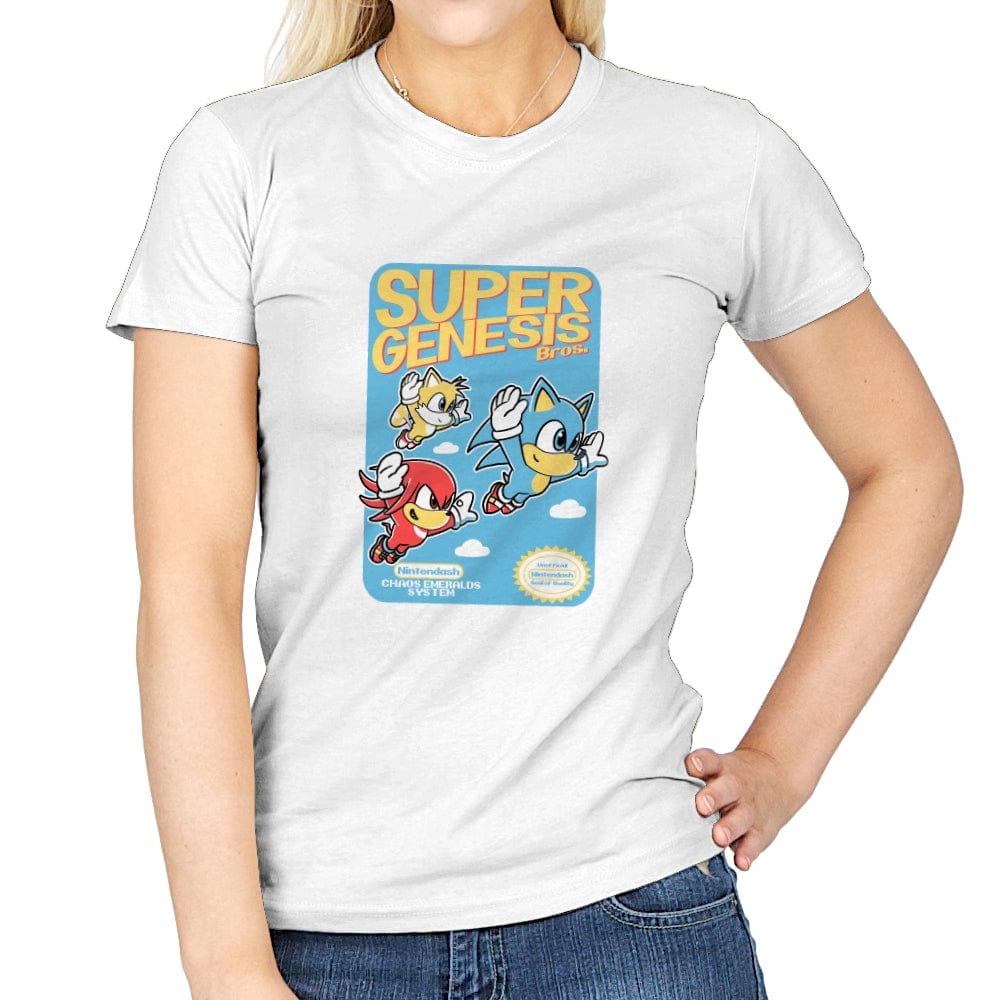 Super Genesis Bros. - Womens T-Shirts RIPT Apparel Small / White