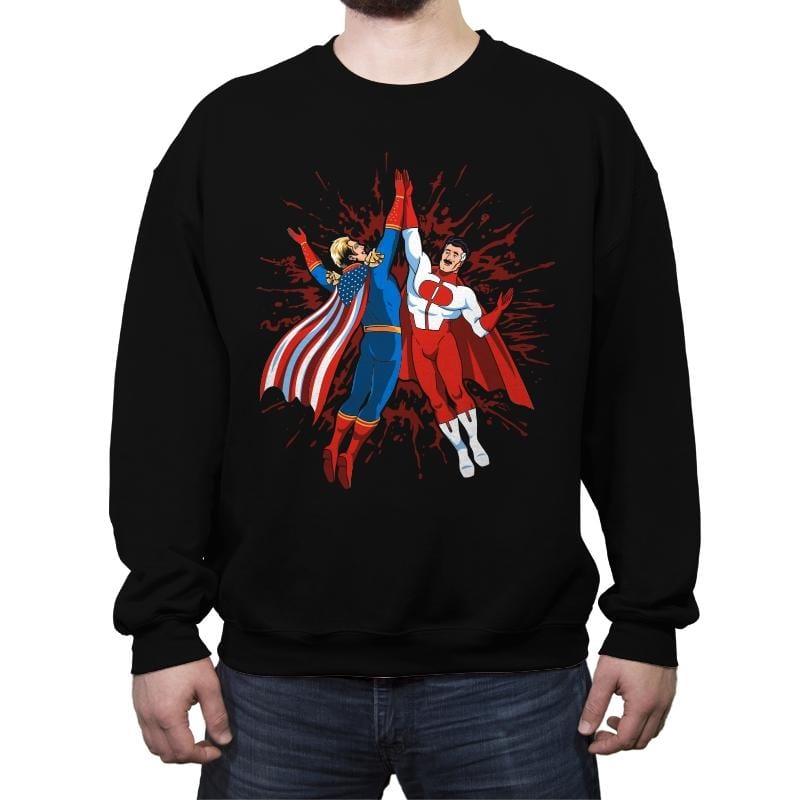 Super Maniac Friends - Crew Neck Sweatshirt Crew Neck Sweatshirt RIPT Apparel Small / Black