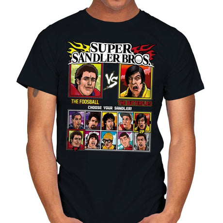 Super Sandler Bros - Retro Fighter Series - Mens T-Shirts RIPT Apparel Small / Black