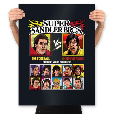 Super Sandler Bros - Retro Fighter Series - Prints Posters RIPT Apparel 18x24 / Black