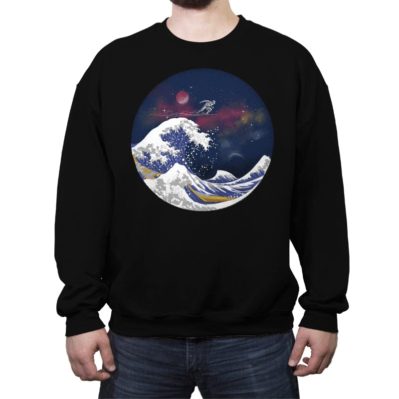 Surfing the Great Wave - Crew Neck Sweatshirt Crew Neck Sweatshirt RIPT Apparel Small / Black