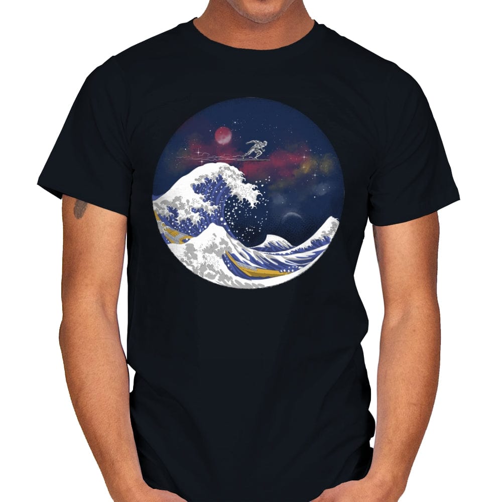 Surfing the Great Wave - Mens T-Shirts RIPT Apparel Small / Black