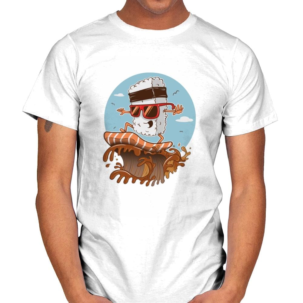 Sushi Surfer - Mens T-Shirts RIPT Apparel Small / White