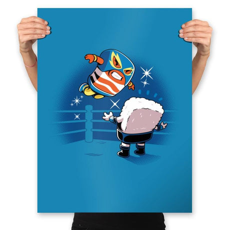 Sushi Wrestling - Prints Posters RIPT Apparel 18x24 / Sapphire