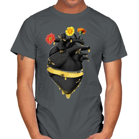 Sweet Heart Save the Bees - Mens T-Shirts RIPT Apparel Small / Charcoal