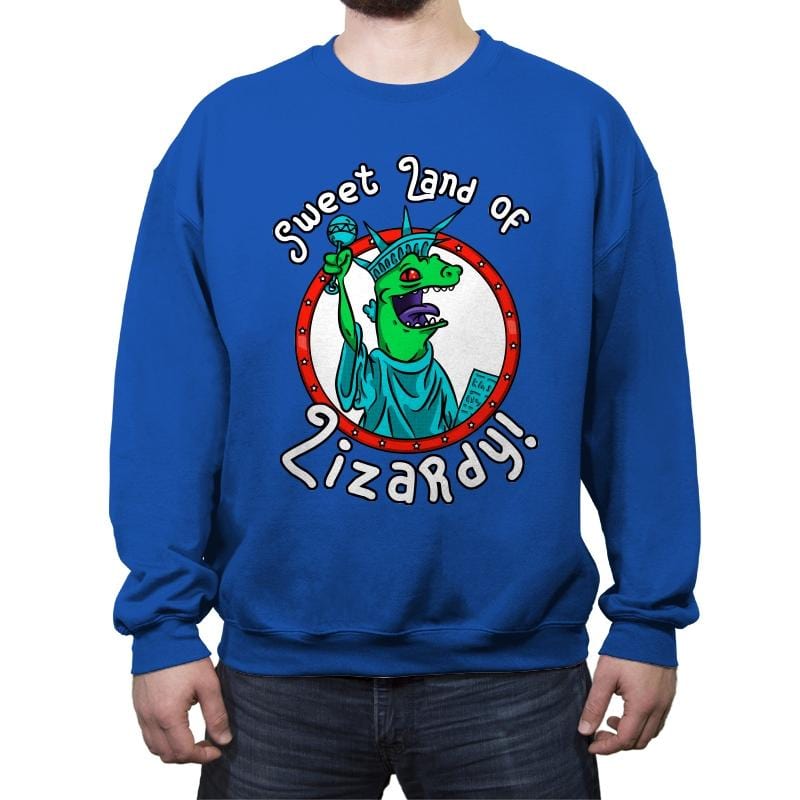 Sweet land of Lizardy - Crew Neck Sweatshirt Crew Neck Sweatshirt RIPT Apparel Small / Royal