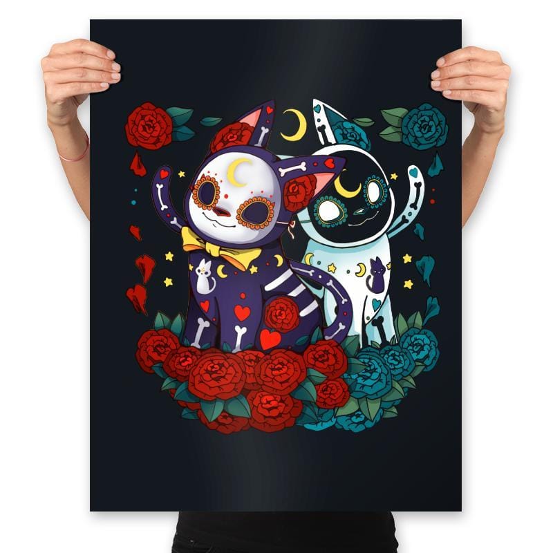 Sweet Moon Cats - Prints Posters RIPT Apparel 18x24 / Black