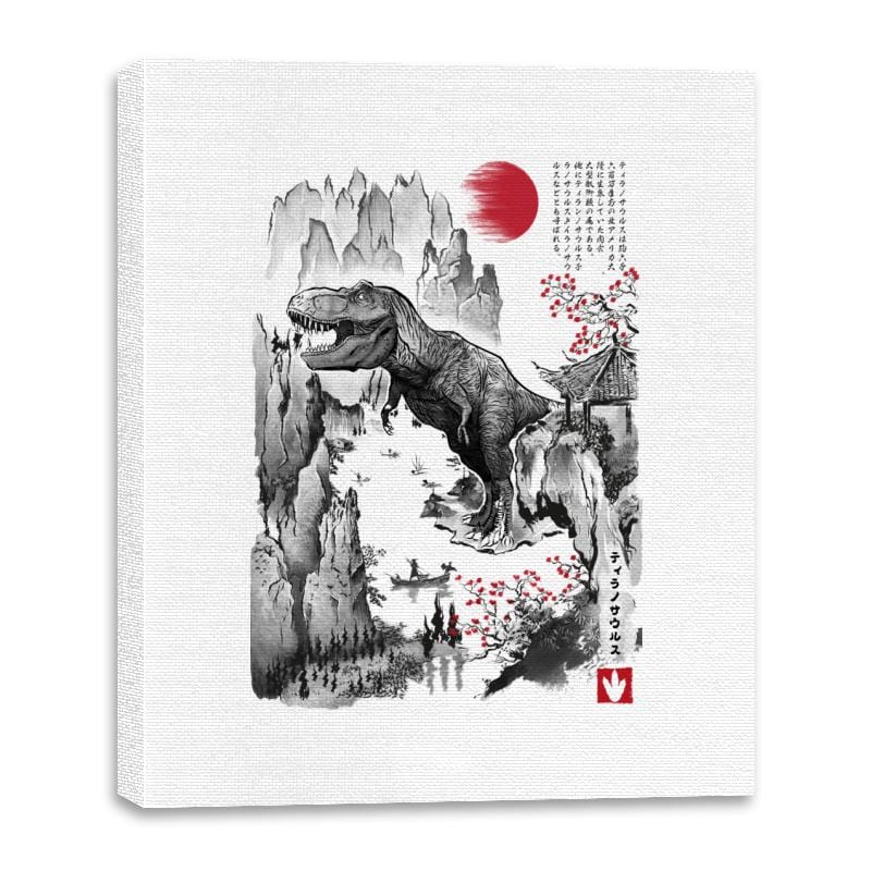 T-Rex in Japan Sumi-e - Canvas Wraps Canvas Wraps RIPT Apparel 16x20 / White