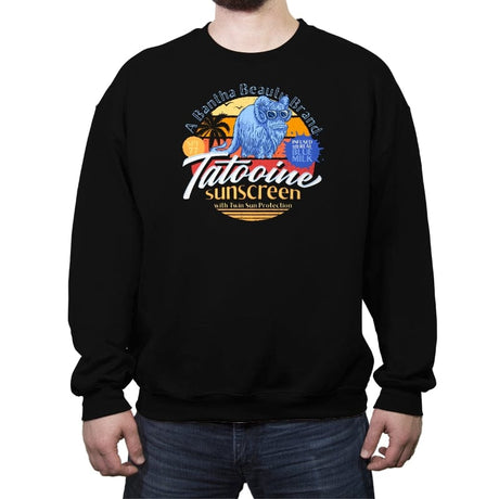 Tatooine Sunscreen - Crew Neck Sweatshirt Crew Neck Sweatshirt RIPT Apparel Small / Black