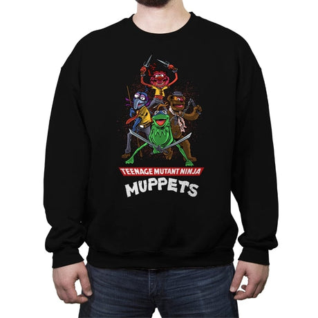 Teenage Mutant Ninja Muppets - Crew Neck Sweatshirt Crew Neck Sweatshirt RIPT Apparel Small / Black