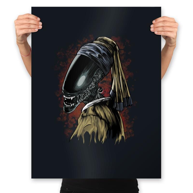 The Alien of the Pearl Earring - Prints Posters RIPT Apparel 18x24 / Black