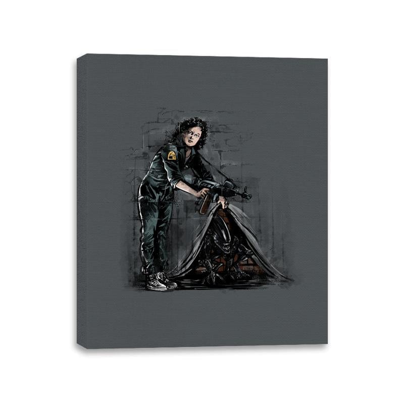 The Alien on the Wall - Canvas Wraps Canvas Wraps RIPT Apparel 11x14 / Charcoal