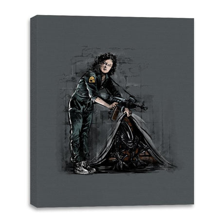 The Alien on the Wall - Canvas Wraps Canvas Wraps RIPT Apparel 16x20 / Charcoal