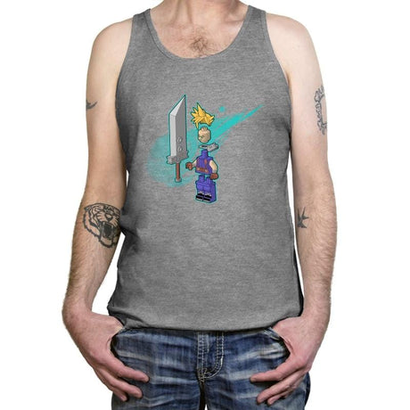 The Blocky Hero of Midgar Exclusive - Tanktop Tanktop RIPT Apparel X-Small / Athletic Heather