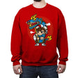 The Blue Dragon Dancer - Crew Neck Sweatshirt Crew Neck Sweatshirt RIPT Apparel Small / Red