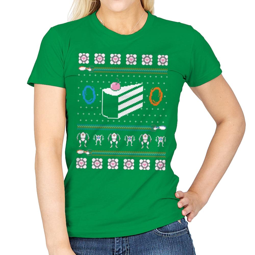 The Christmas Cake is a Lie - Womens T-Shirts RIPT Apparel Small / Irish Green