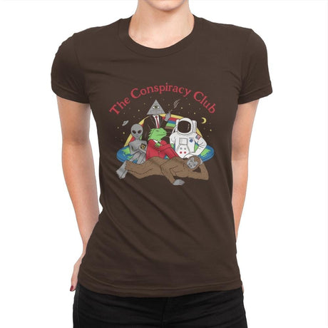 The Conspiracy Club - Womens Premium T-Shirts RIPT Apparel Small / Dark Chocolate