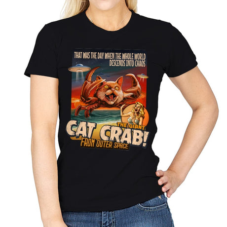 The Giant Cat Crab from Outer Space - Womens T-Shirts RIPT Apparel Small / Black