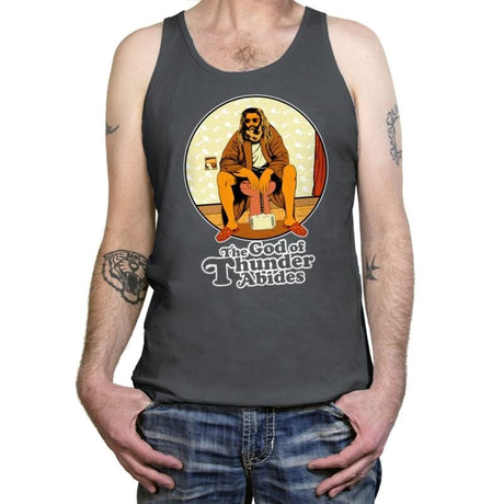 The God of Thunder Abides - Anytime - Tanktop Tanktop RIPT Apparel X-Small / Asphalt