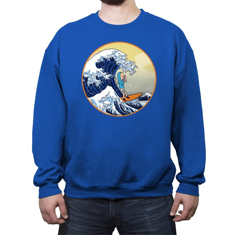 The Great Cornholio Off Kanagawa - Crew Neck Sweatshirt Crew Neck Sweatshirt RIPT Apparel Small / Royal