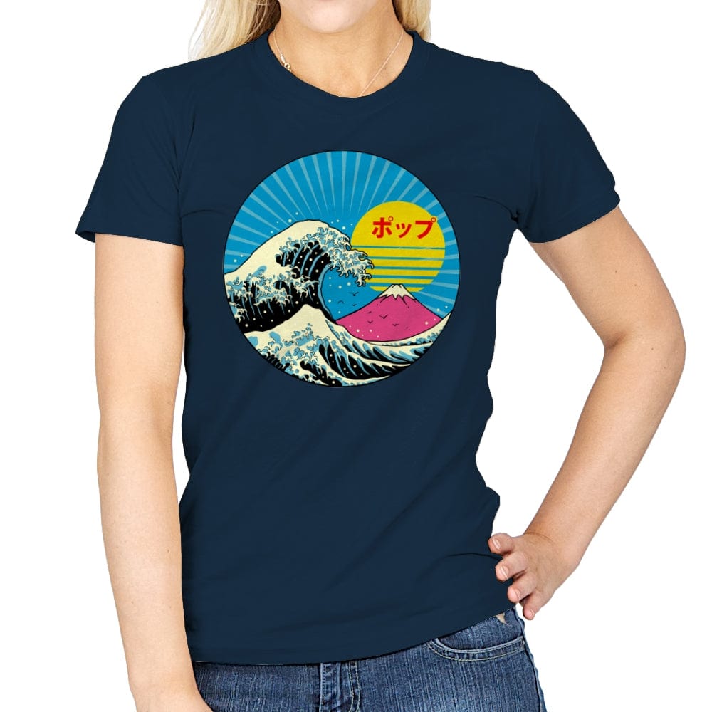 The Great Pop Wave - Womens T-Shirts RIPT Apparel Small / Navy