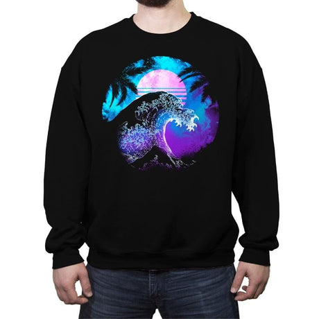 The Great Retrowave Orb - Crew Neck Sweatshirt Crew Neck Sweatshirt RIPT Apparel Small / Black