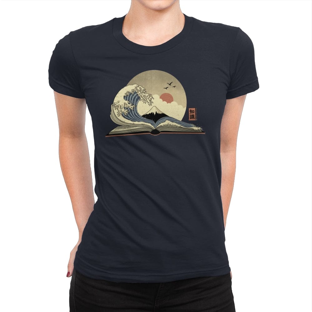 The Great Wave of Knowledge - Womens Premium T-Shirts RIPT Apparel Small / Midnight Navy