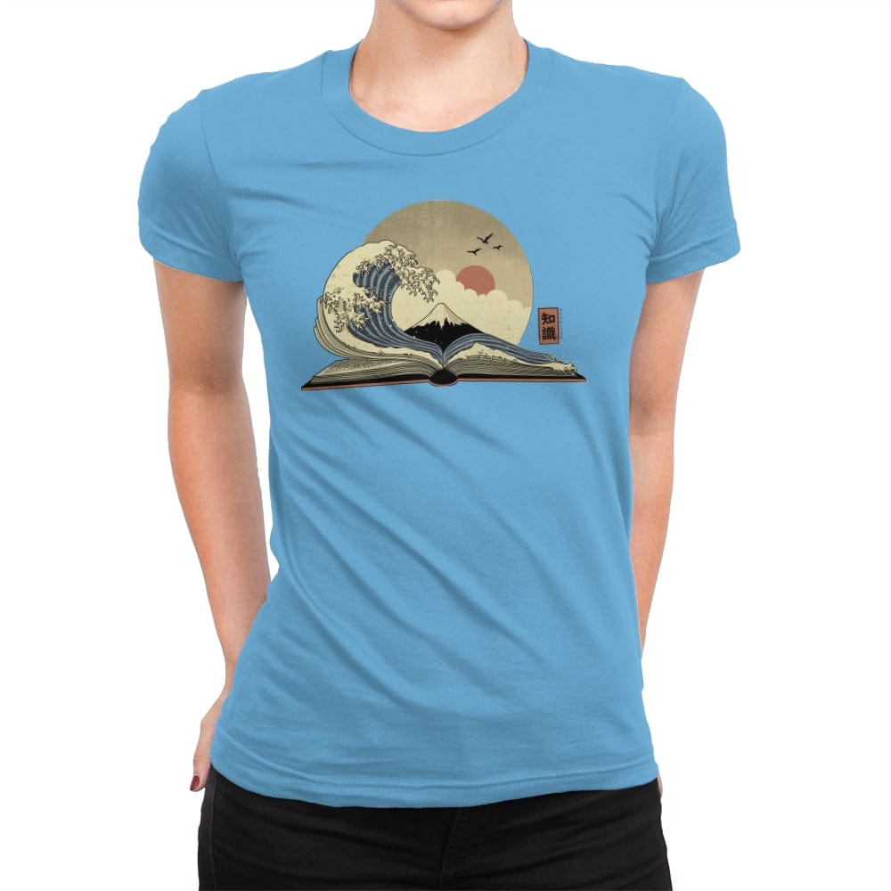 The Great Wave of Knowledge - Womens Premium T-Shirts RIPT Apparel Small / Turquoise