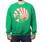 The Great Wave Off Cowabunga - Crew Neck Sweatshirt Crew Neck Sweatshirt RIPT Apparel Small / Irish Green