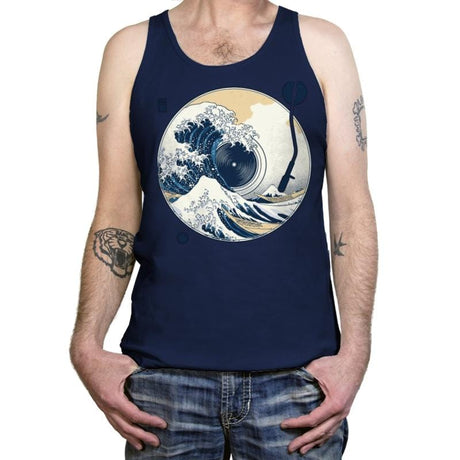 The Great Wave off Music - Tanktop Tanktop RIPT Apparel X-Small / Navy