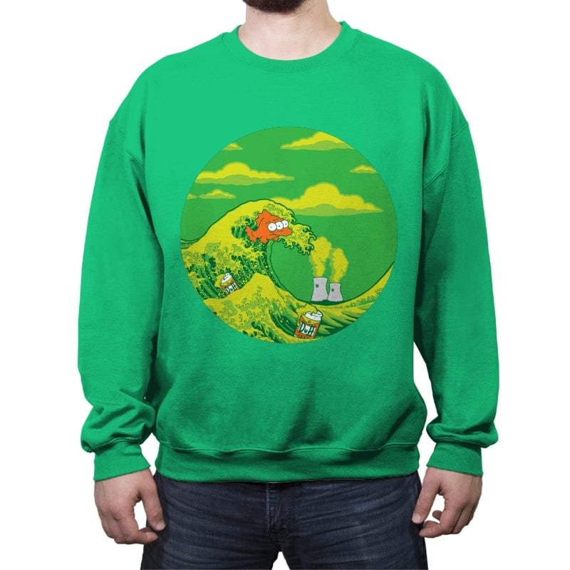 The Great Wave Off Springfield - Crew Neck Sweatshirt Crew Neck Sweatshirt RIPT Apparel Small / Irish Green