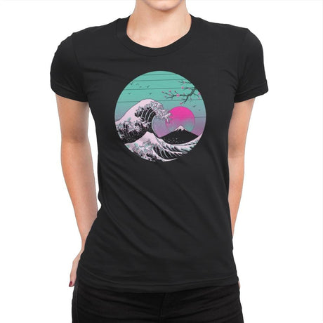 The Great Wave Vapor Aesthetics - Womens Premium T-Shirts RIPT Apparel Small / Black