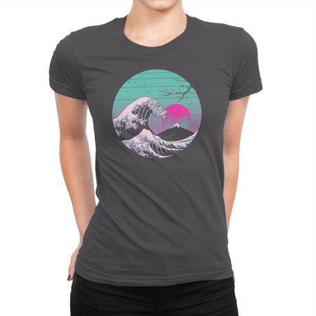 The Great Wave Vapor Aesthetics - Womens Premium T-Shirts RIPT Apparel Small / Heavy Metal