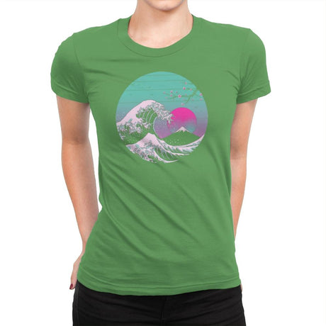 The Great Wave Vapor Aesthetics - Womens Premium T-Shirts RIPT Apparel Small / Kelly