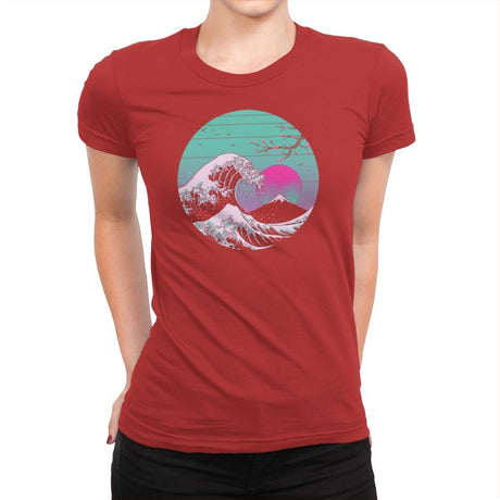 The Great Wave Vapor Aesthetics - Womens Premium T-Shirts RIPT Apparel Small / Red