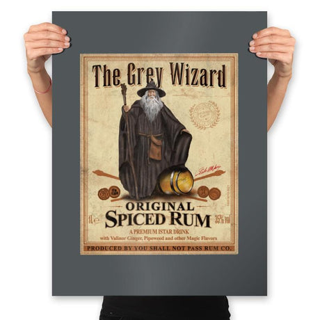 The Grey Wizard - Spiced Rum - Prints Posters RIPT Apparel 18x24 / Charcoal