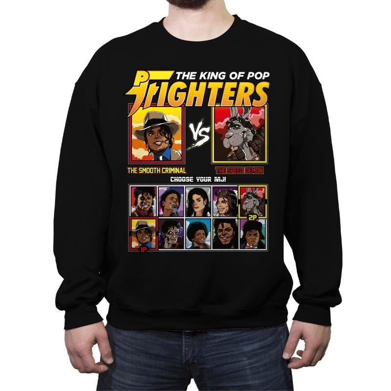 The King of Pop Fighters - Crew Neck Sweatshirt Crew Neck Sweatshirt RIPT Apparel Small / Black