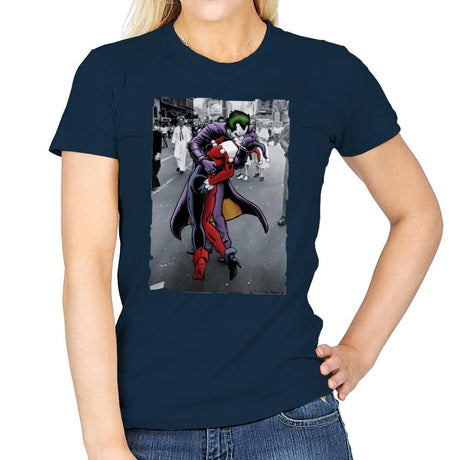 The Kissing Joke - Womens T-Shirts RIPT Apparel Small / Navy