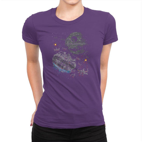 The Last Great Battle - Sumi Ink Wars - Womens Premium T-Shirts RIPT Apparel Small / Purple Rush