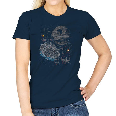 The Last Great Battle - Sumi Ink Wars - Womens T-Shirts RIPT Apparel Small / Navy