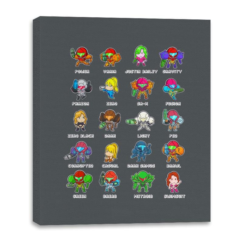 The Many Suits of Samus  - Canvas Wraps Canvas Wraps RIPT Apparel 16x20 / Charcoal