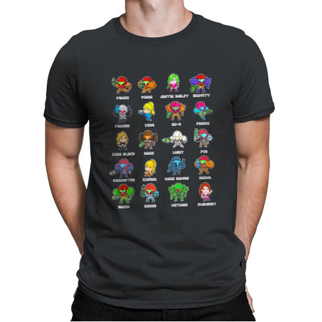 The Many Suits of Samus  - Mens Premium T-Shirts RIPT Apparel Small / Heavy Metal