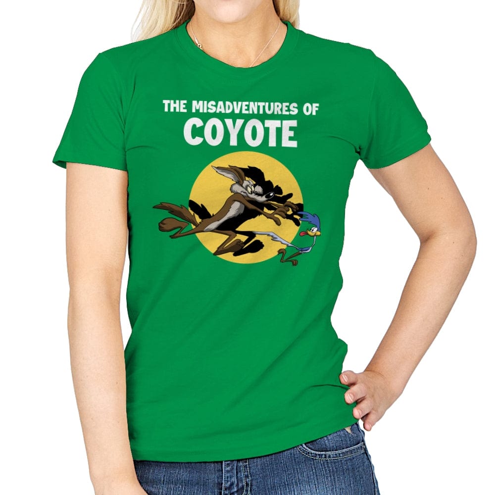 The Misadventures of Coyote - Womens T-Shirts RIPT Apparel Small / Irish Green