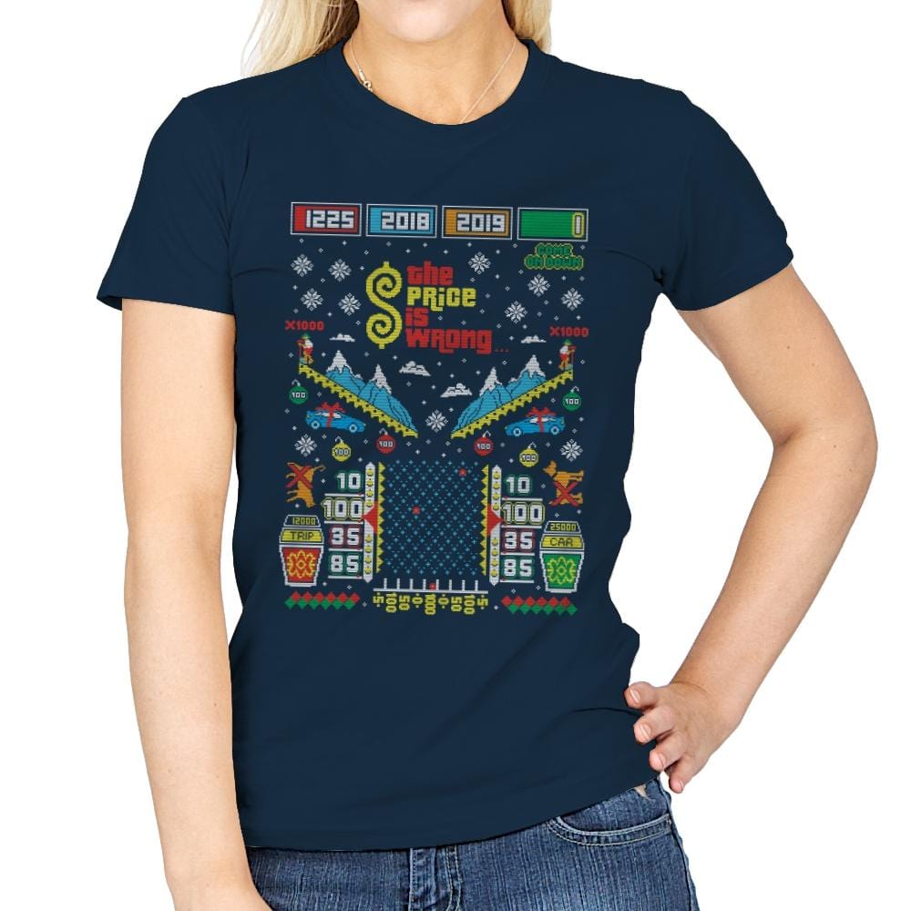 The Price is Wrong - Ugly Holiday - Womens T-Shirts RIPT Apparel Small / Navy